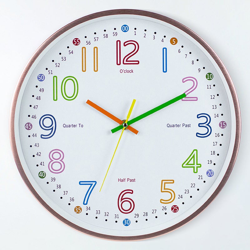 Horloge en plastique jaune pour apprendre à lire l'heure aiguille 12-24