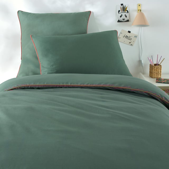 Housse de couette enfant en coton, Macha - Vert forêt - 200 x 200 cm