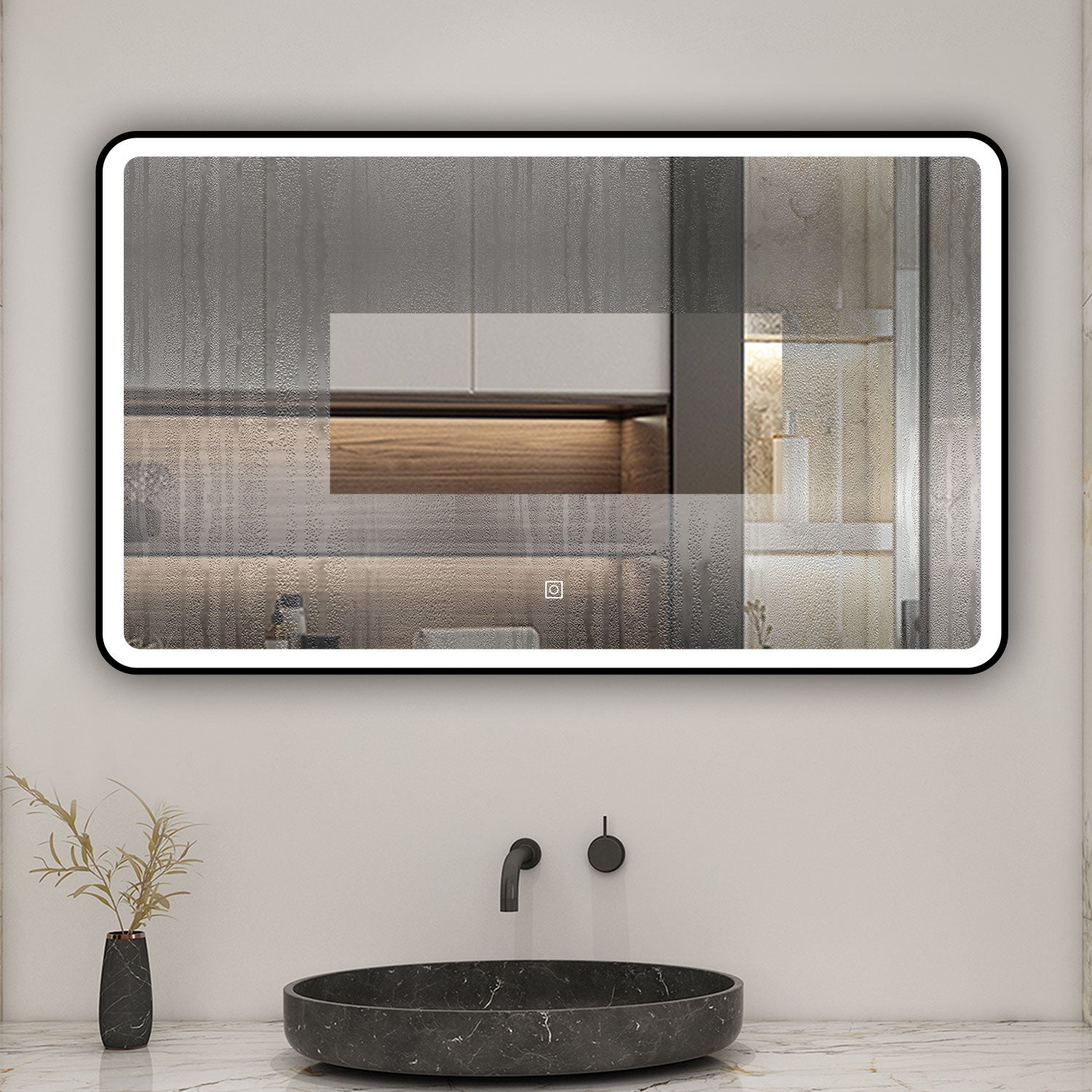 AICA Miroir lumineux 100 x 60cm avec 3 couleurs + dimmable + anti-buée + mémoire, miroir salle de bain led - 5