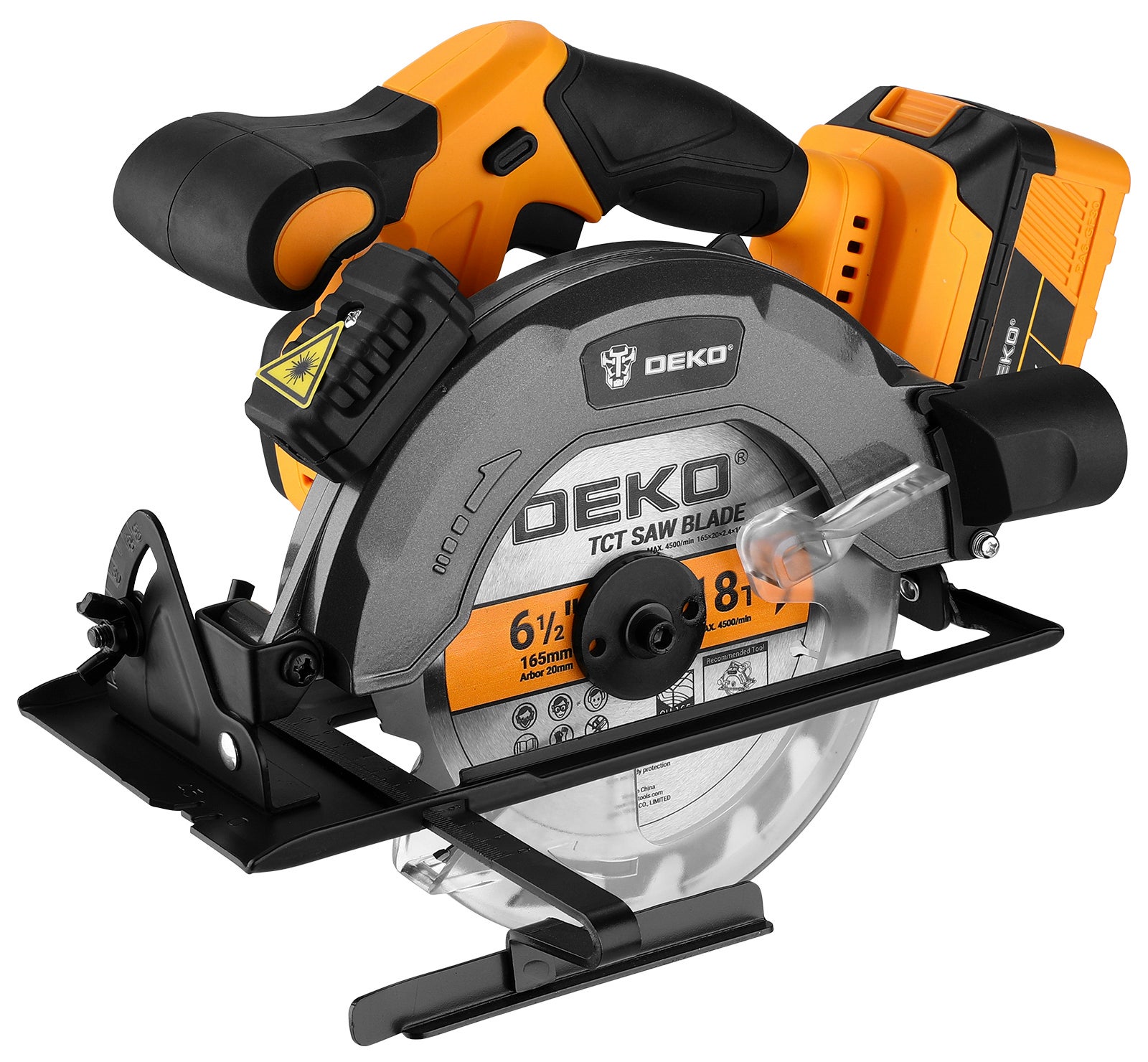 Piła pilarka tarczowa akumulatorowa DEKO DKCS20Q1Y-5S3 1600 W 3 Ah 20 V prowadnica laserowa