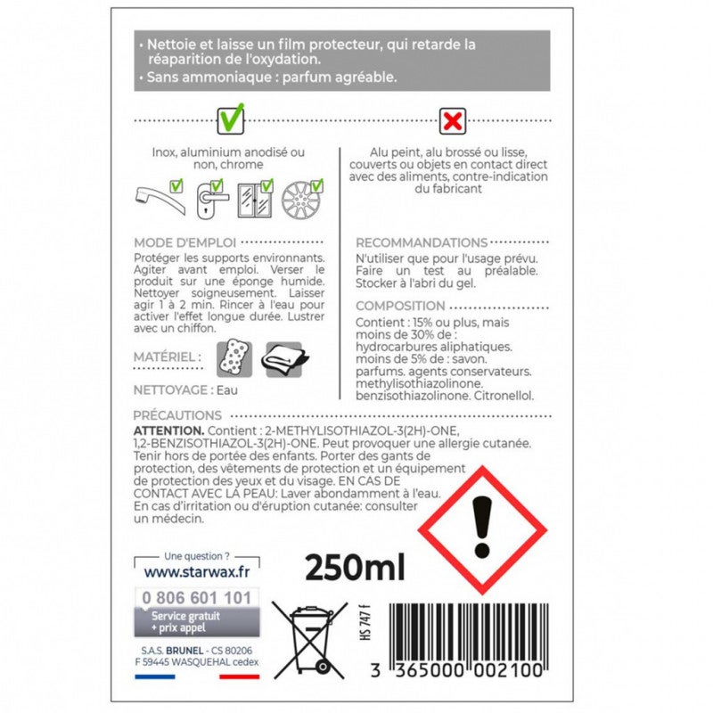 Nettoyant alu inox & chrome 250ml STARWAX - 2