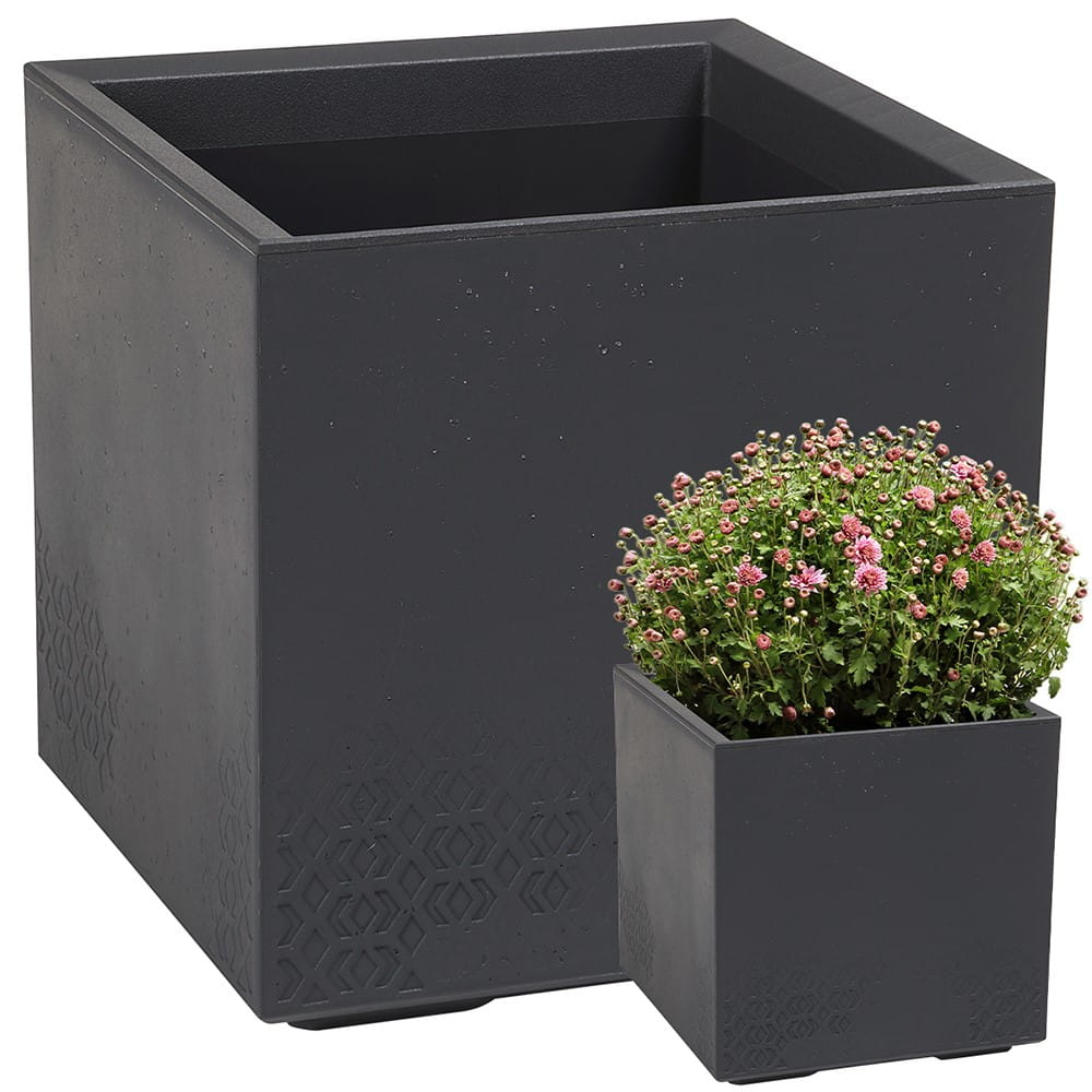 Kwietnik Doniczka Lamela KARO 400x400x400 beton ECO recycled - antracyt