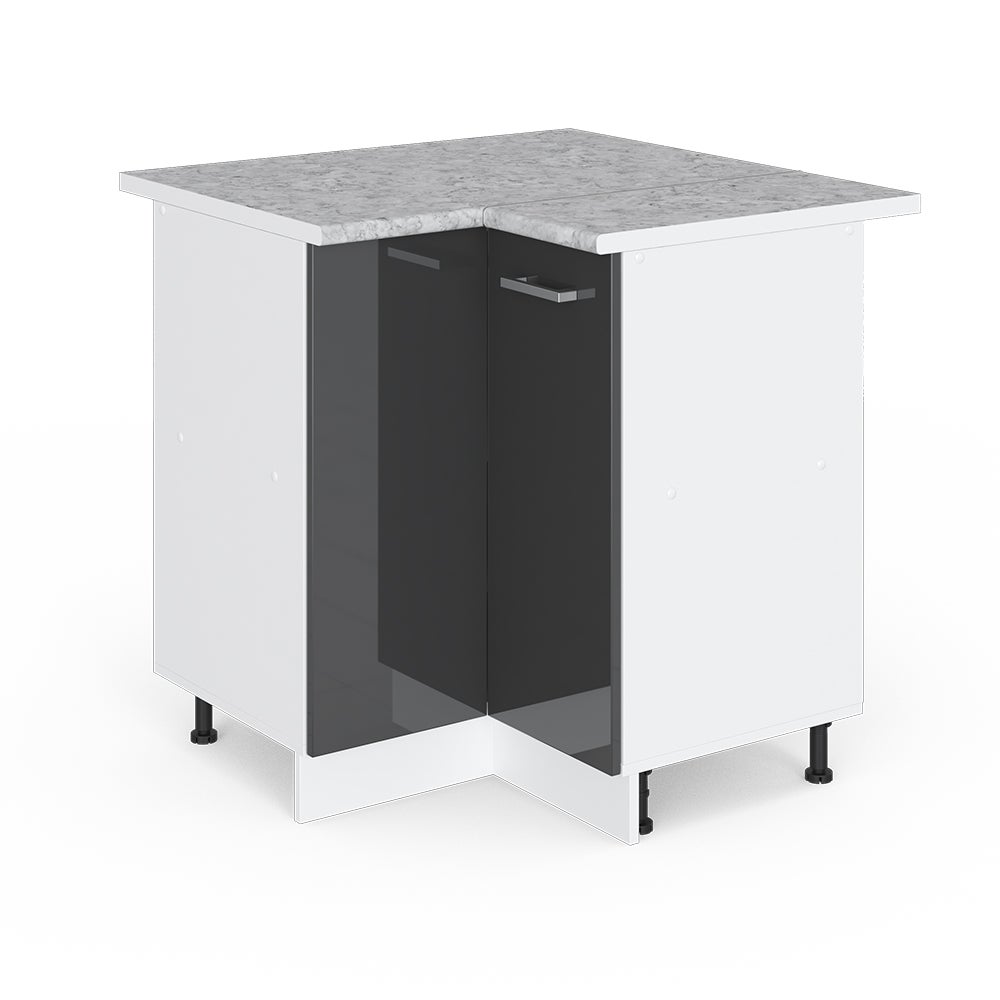 Vicco Uniwersalna szafka narożna R-Line, Antracyt wysoki połysk, 75.6 cm z drzwiami, z blatem roboczym