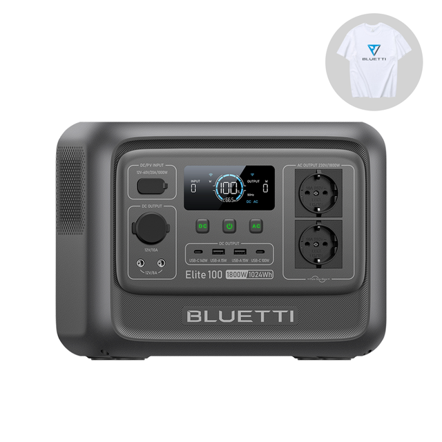 BLUETTI Elite 100 V2 Générateur Électrique Solaire LFP 1024Wh / 1800W avec 2 Sorties CA, pour Camping, Voyage & Panne de Courant (2025 Nouveau)