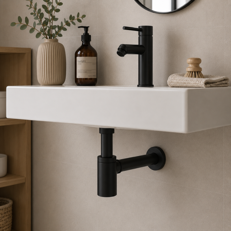 Siphon lavabo WIRQUIN Linéis Mini design apparent noir - 2