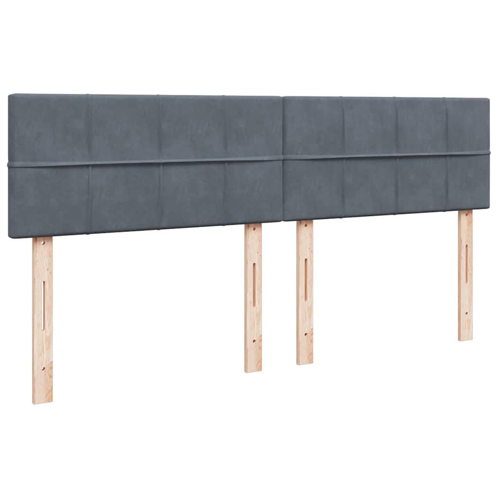 Cadre de lit pouf avec matelas gris foncé 200x200 cm en velours - 7