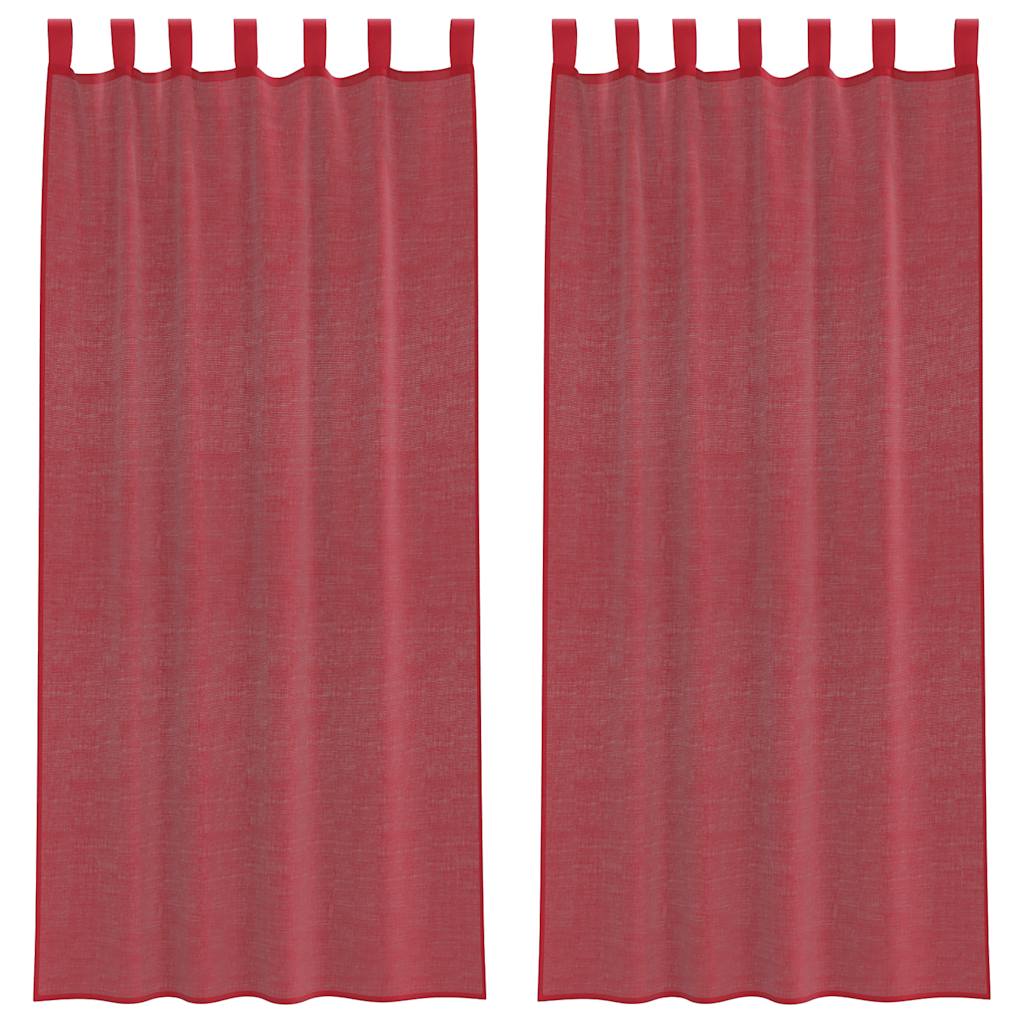Rideaux Rouges Bordeaux Clair Rideaux en voile avec boucles 2 pcs rouge bordeaux 140x245 cm CFW39515 ...