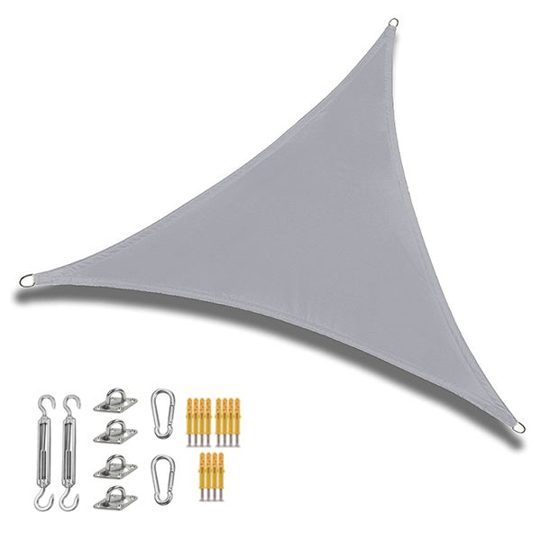 Voile D'ombrage Triangulaire 3x3m - Imperméable, Protection UV - Pour Terrasse, Jardin, Balcon - Couleur Beige - 2