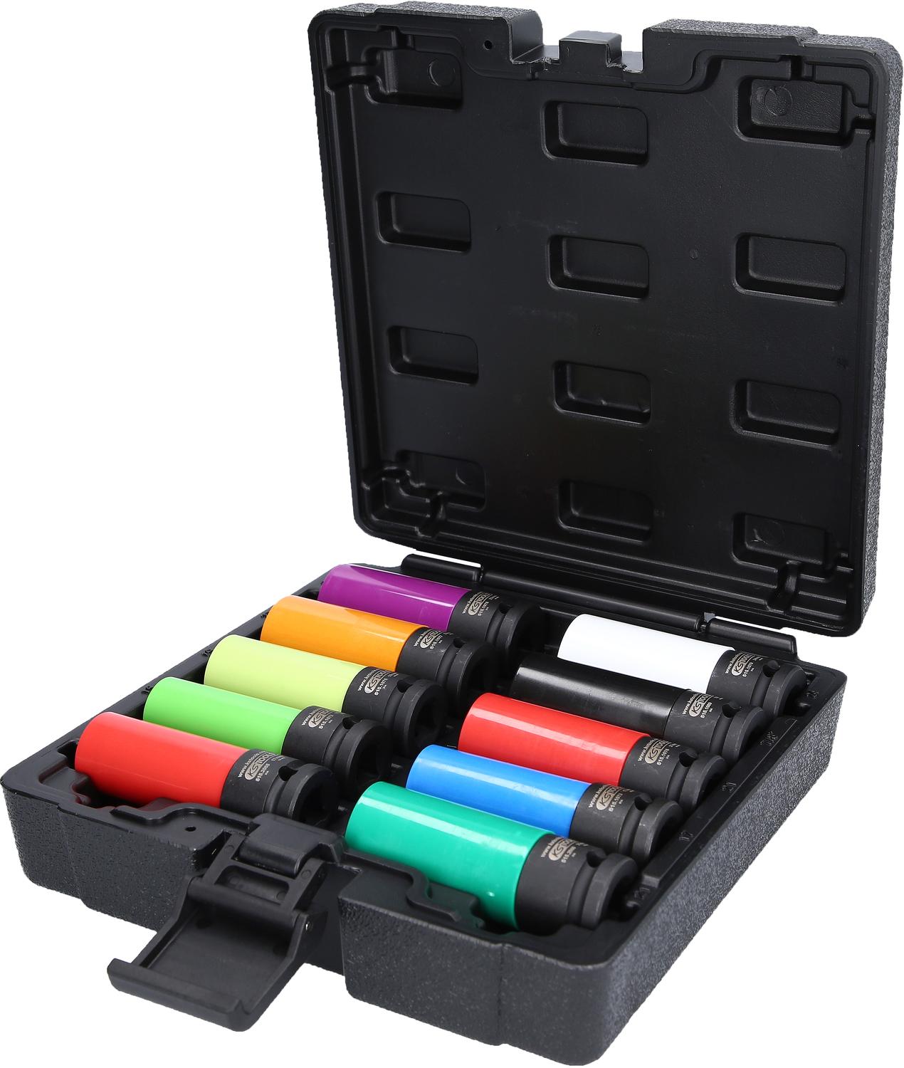 KS Tools 515.0890 Serie di bussole per avvitatori ad impulsi per cerchi in lega speciali da 1/2", 10 pz