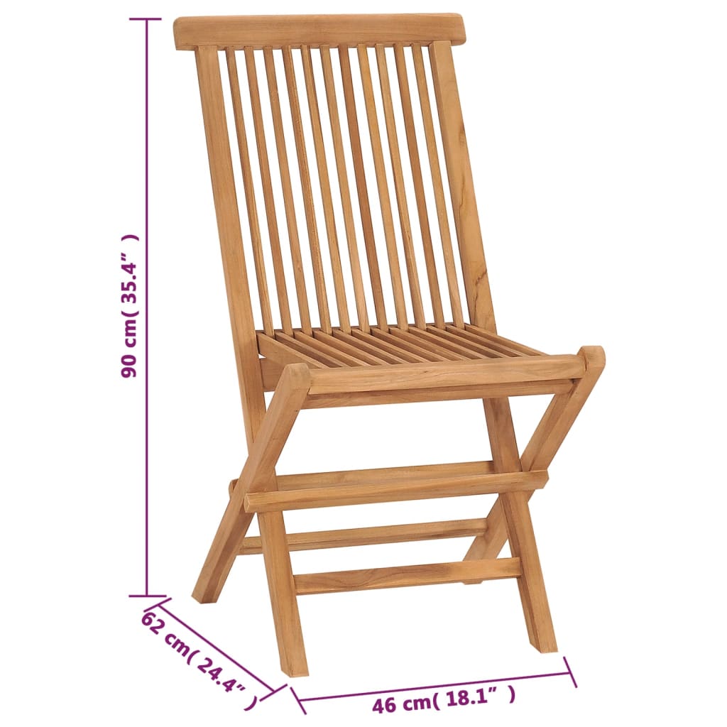 Chaises de jardin pliables lot de 4 Bois de teck massif - 8