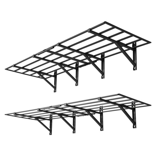 Scaffale da parete per garage VEVOR a 2 ripiani Scaffale da parete garage 183,2x63,5x30,5 cm, acciaio, carico 362 kg per ripiano, totale 725 kg, nero