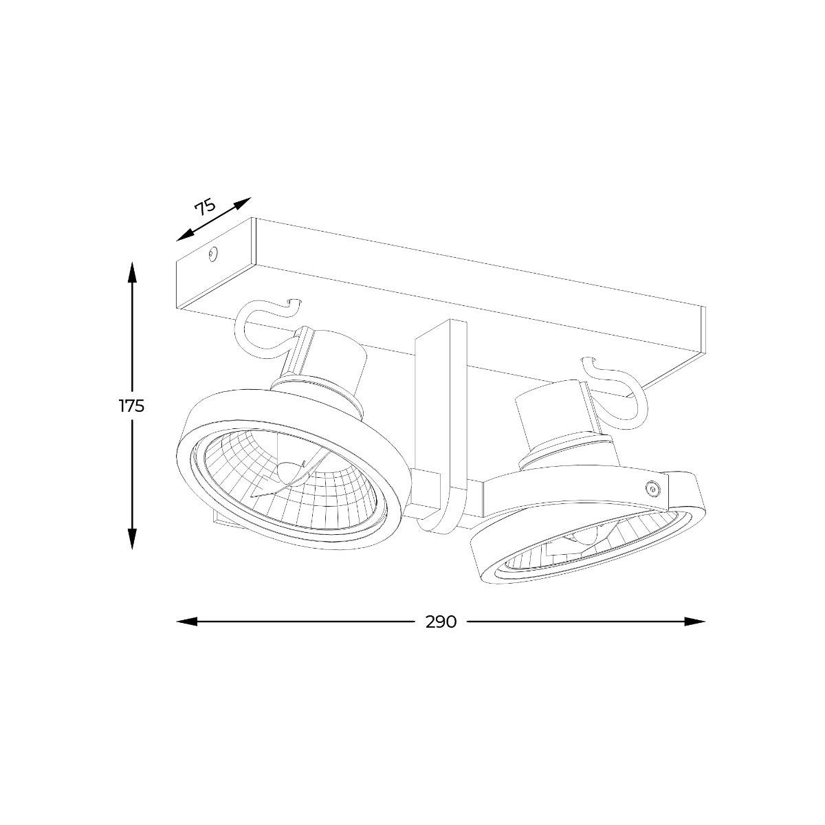 Lampa sufitowa wisząca Master czarna 2xES111x15W wym: 15 x 29 x 8 cm metal Zuma Line - 3