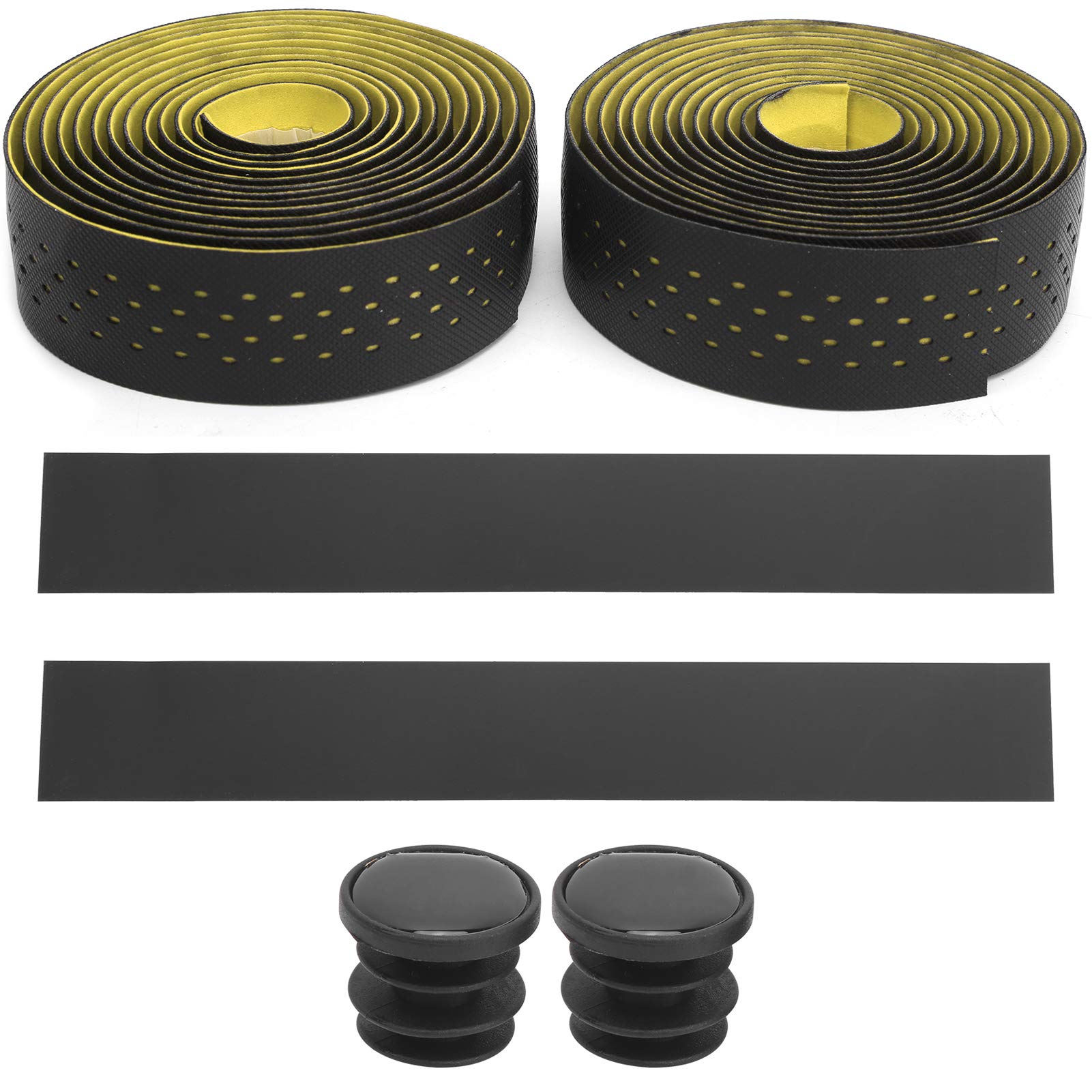 1 paire de rubans de guidon de vélo de route avec texture antidérapante, accessoire de cyclisme (noir et jaune) - 7