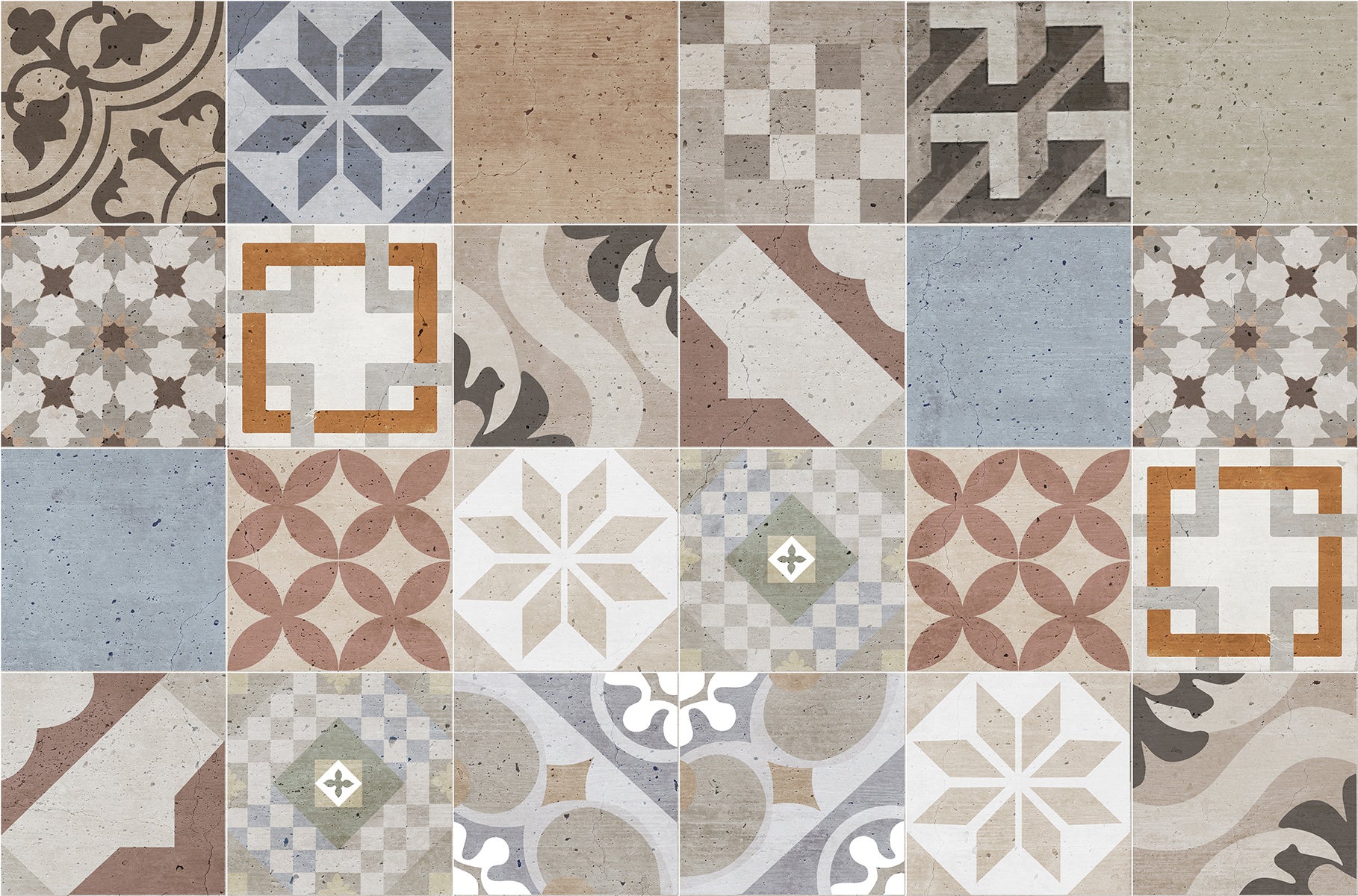 Tapete de vinil Azulejos vintage 3 66x100 cm - PVC antiderrapante, vinílico para cozinha ou sala, lavável, estilo hidráulico - 2