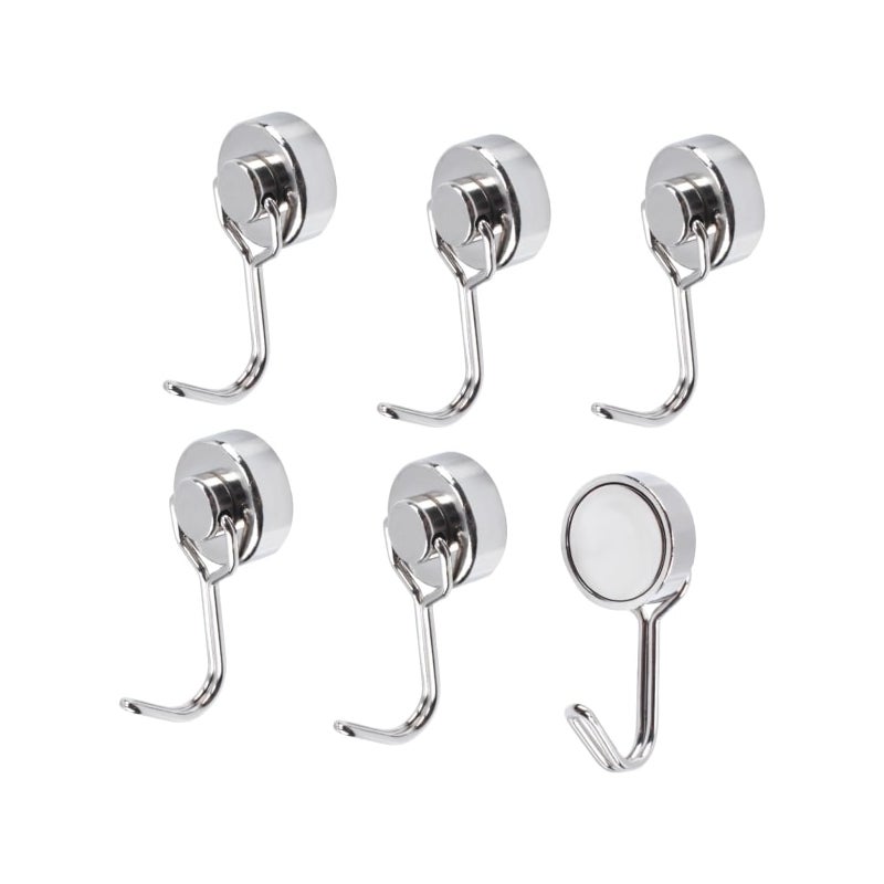 6 sztuk haczyków magnetycznych 15 kg Mocny magnes neodymowy Obrotowy hak 20 mm do chłodni, kuchni, biura, szkoły, dachu, przejścia