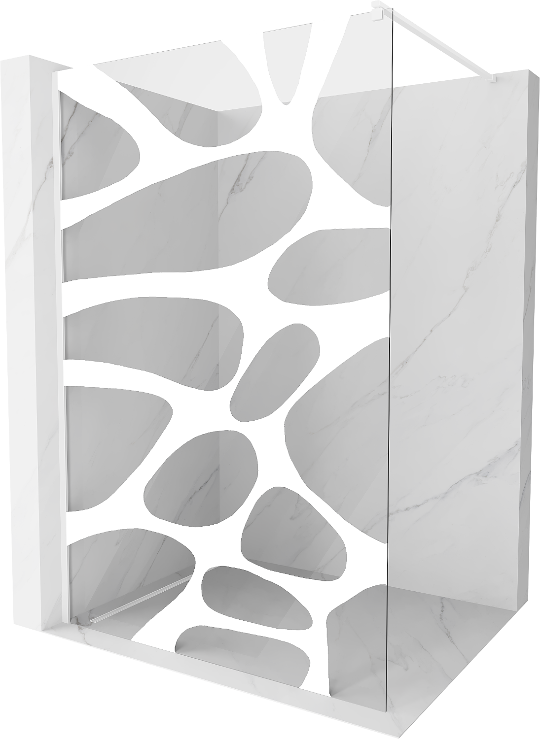 Mexen Kioto ścianka prysznicowa Walk-in 80 x 200 cm, biała fala 8 mm, biała - 800-080-101-20-97