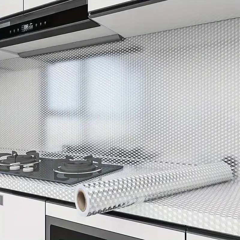 1 rotolo pellicola alluminio cucina resistente al calore - adesivo impermeabile e antiolio per credenza, cassetto -facile da pulire, moderno, durevole - 5