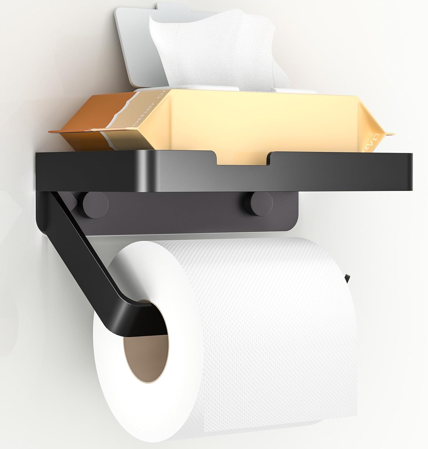 Uchwyt na papier toaletowy z półką, ścienny uchwyt na papier toaletowy, akcesoria łazienkowe i kuchenne