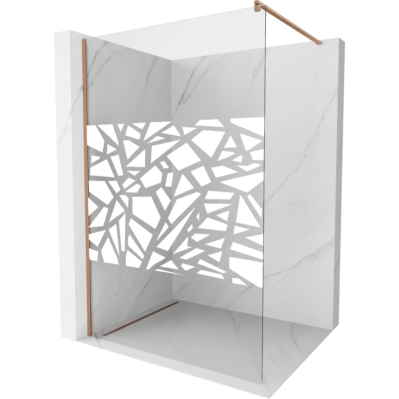 Mexen Kioto ścianka prysznicowa Walk-in 70 x 200 cm, biały wzór 8 mm, miedź szczotkowana - 800-070-101-65-85