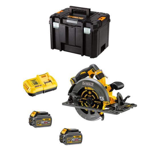 Sega circolare 2.0 XR FLEXVOLT 54V 2Ah agli ioni di litio Brushless compatibile binario guida DEWALT - 190 mm - 2 batterie - valigetta TSTAK - DCS579