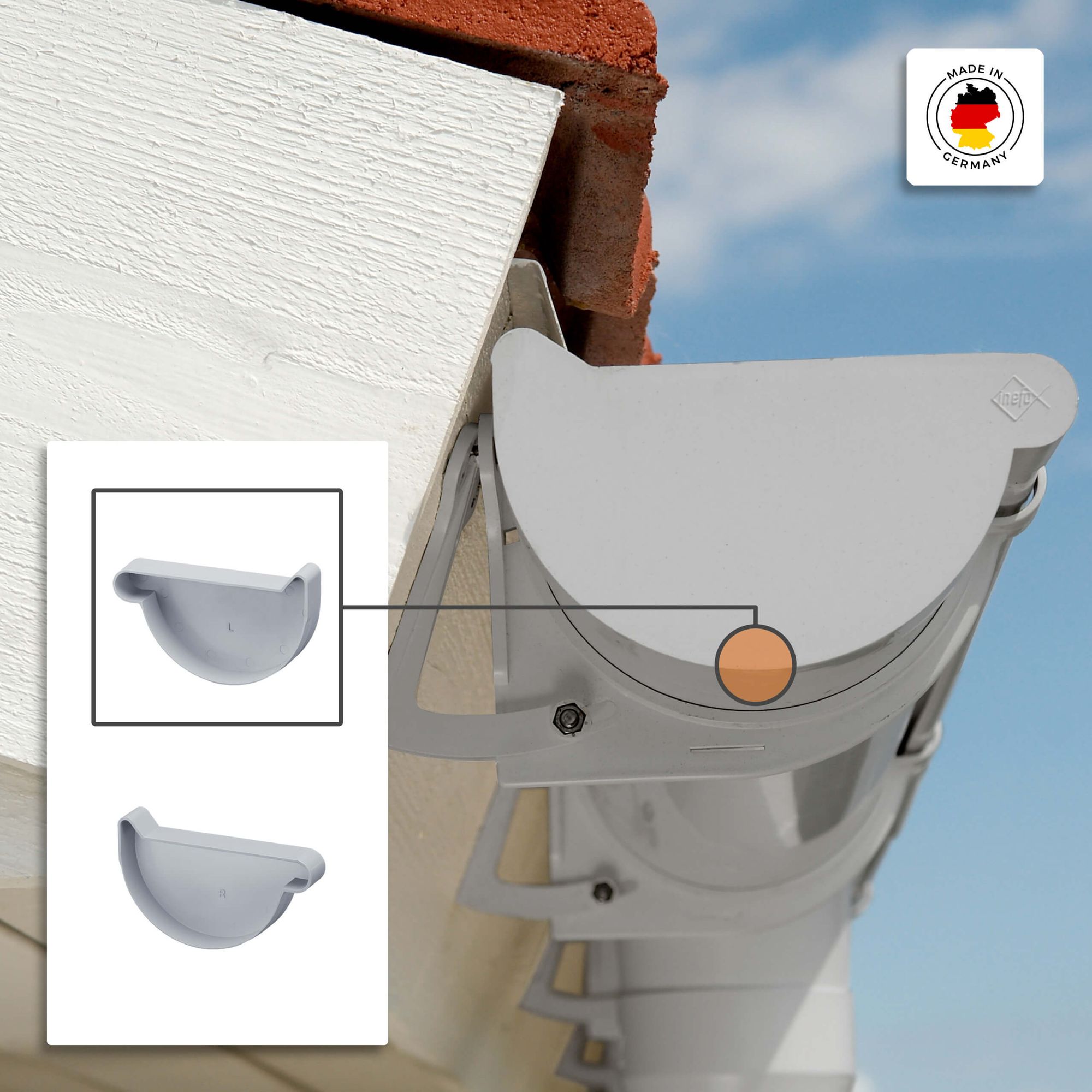 INEFA Embout de gouttière plastique 180mm gauche 180mm Gris - 3