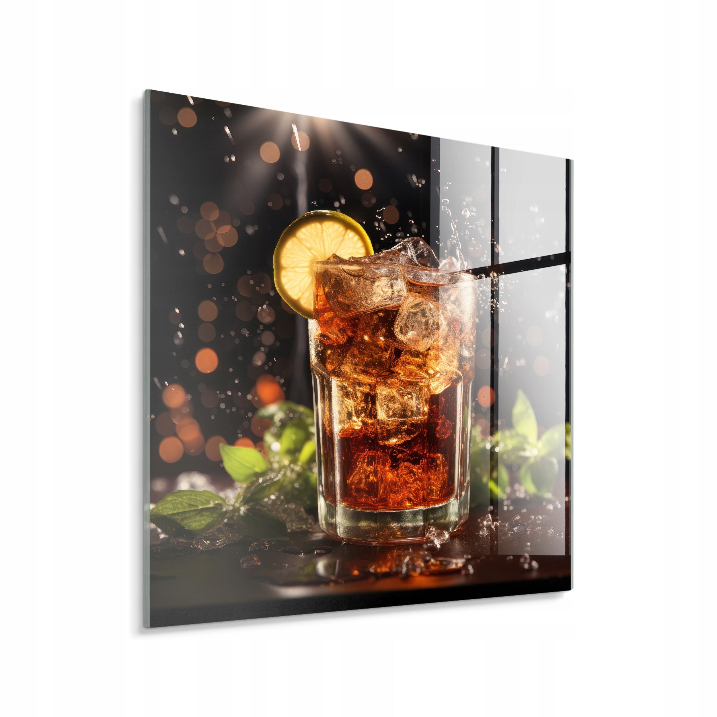 STYLER Tablou pe sticlă Glasspik Cuba Libre și lime 30 x 30 cm, decor modern pentru living, dormitor, hol și birou