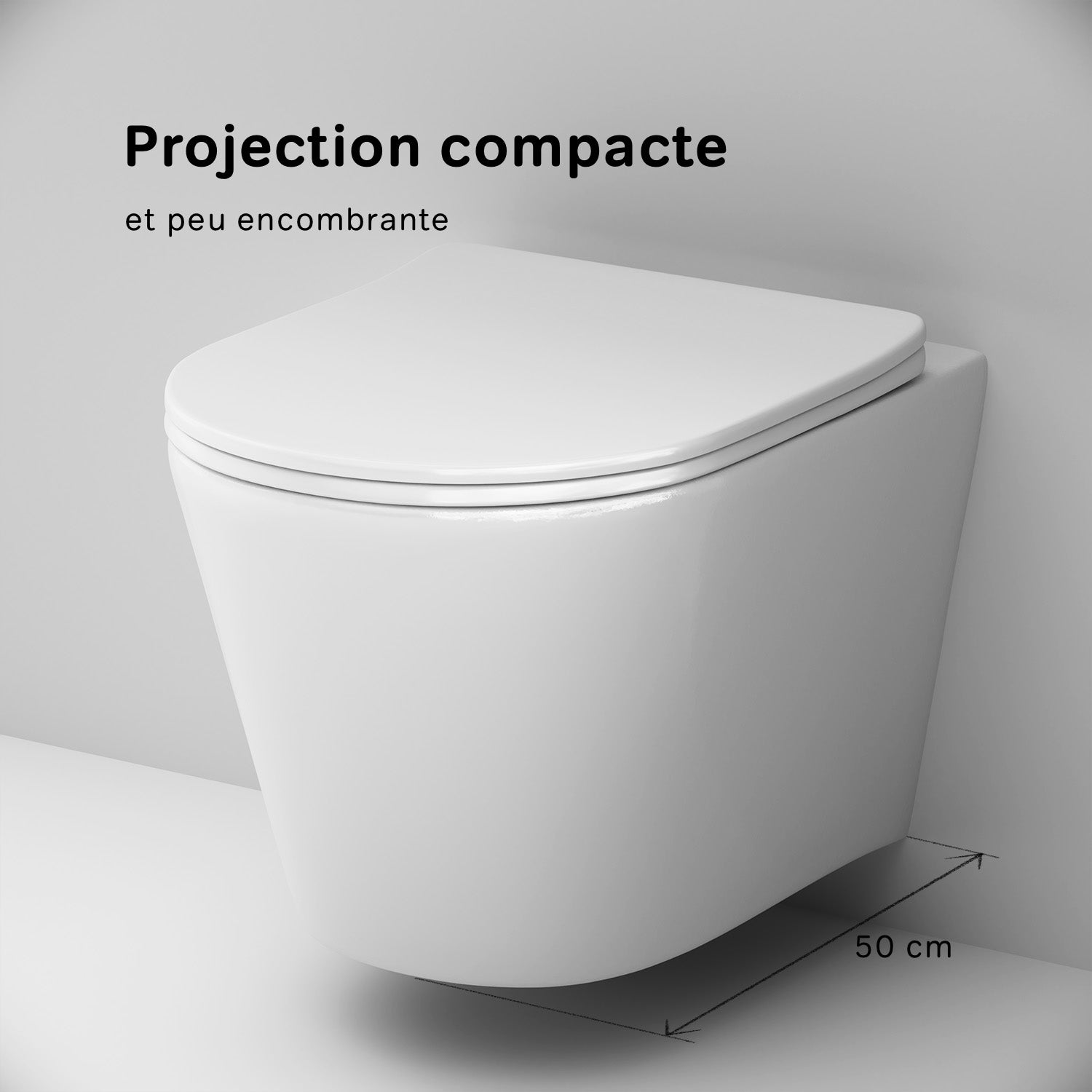 WC Suspendu en céramique sans bride Cuvette Toilette WC suspendu sans bord FlashClean abattant amovible frein de chute Softclosing, Blanc AM.PM Spike - 7