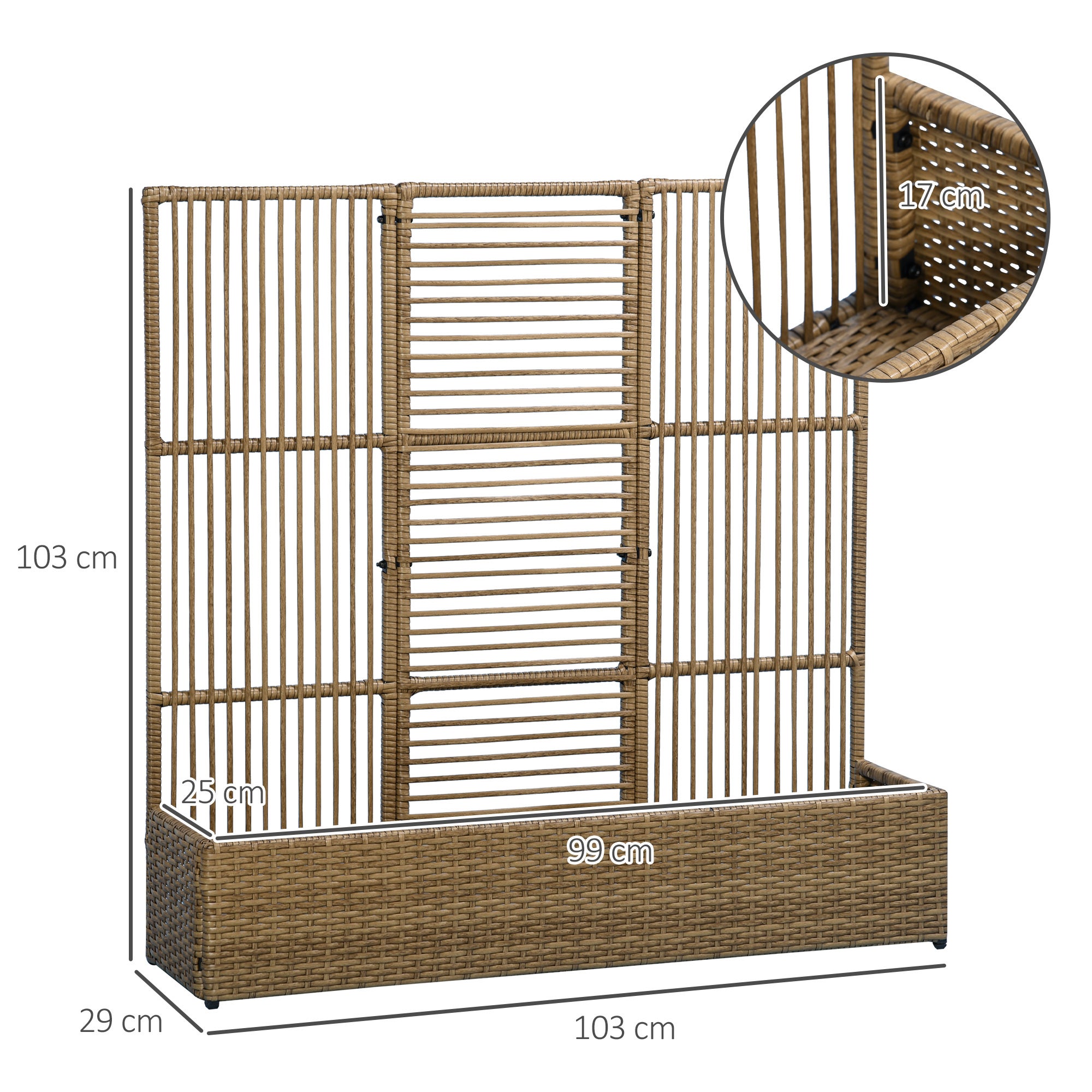 Jardinière avec treillis haut dim. 103L x 29l x 103H cm résine - 3