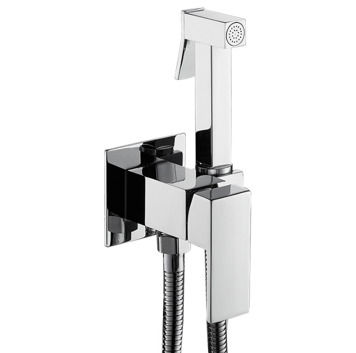 Wysokiej jakości chromowany zestaw miedziany do ciepłej i zimnej wody (korpus zaworu miedziany + wąż 1,5 m + pistolet natryskowy miedziany)