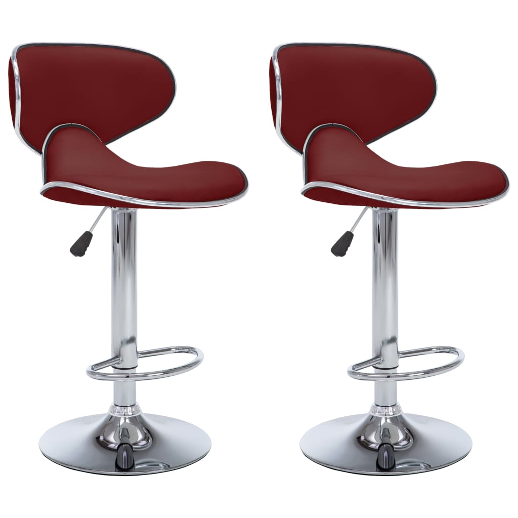Sgabelli Da Bar 2 Pezzi – Similpelle Rosso Vino, Regolabili In Altezza, Girevoli 360°, Base In Acciaio Cromato, Portata 110 Kg