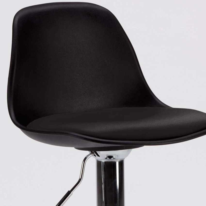 Sgabello per Bar e Cucina con Penisola in Similpelle Design New Orleans - Nero - 5