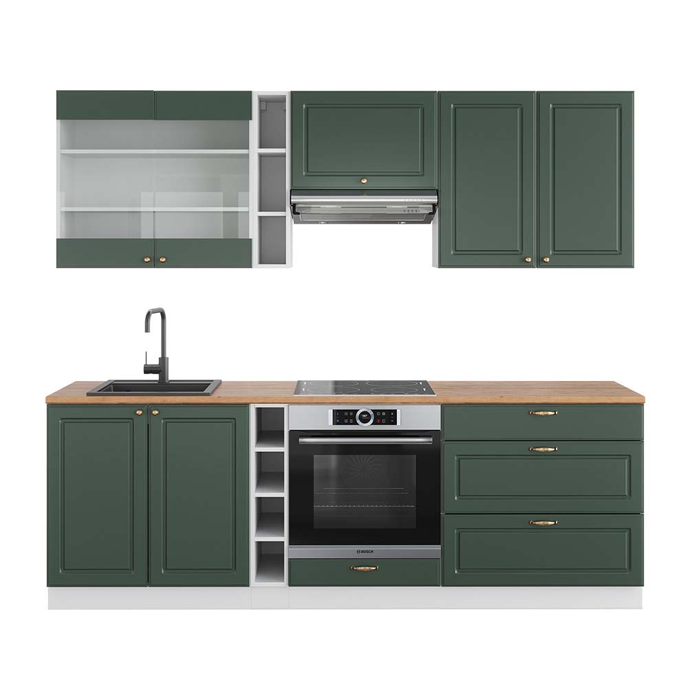 Test Vicco Cuisine Fame-Line : armoire haute 300 cm chêne vert et or