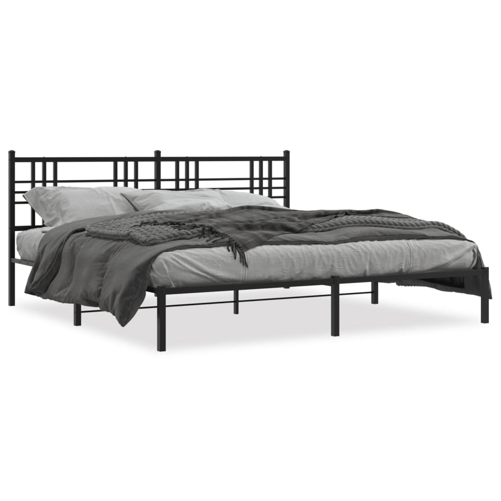 Łóżko Metalowe Czarne Rama Łóżka Ze Stelażem Do Sypialni Pokoju 183x213 cm