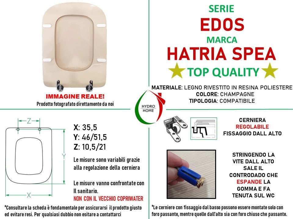 HYDRO HOME WC-Sitz Für EDOS HATRIA SPEA | Aus Holzbeschichtetem Harz (2 Mm), Weiß | Unterputz-Befestigung, Made In Italy