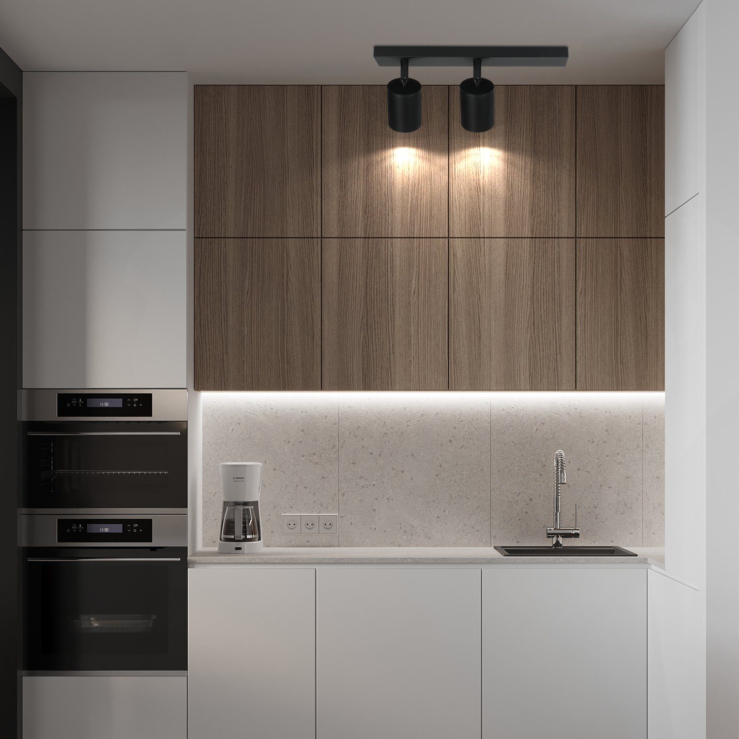 NETTLIFE 2 Focos Max.25w GU10 Lámpara de Techo LED Negra Lámpara de Moderna Lámpara de Pared Industrial Giratoria de 350 ° para Dormitorio - 9