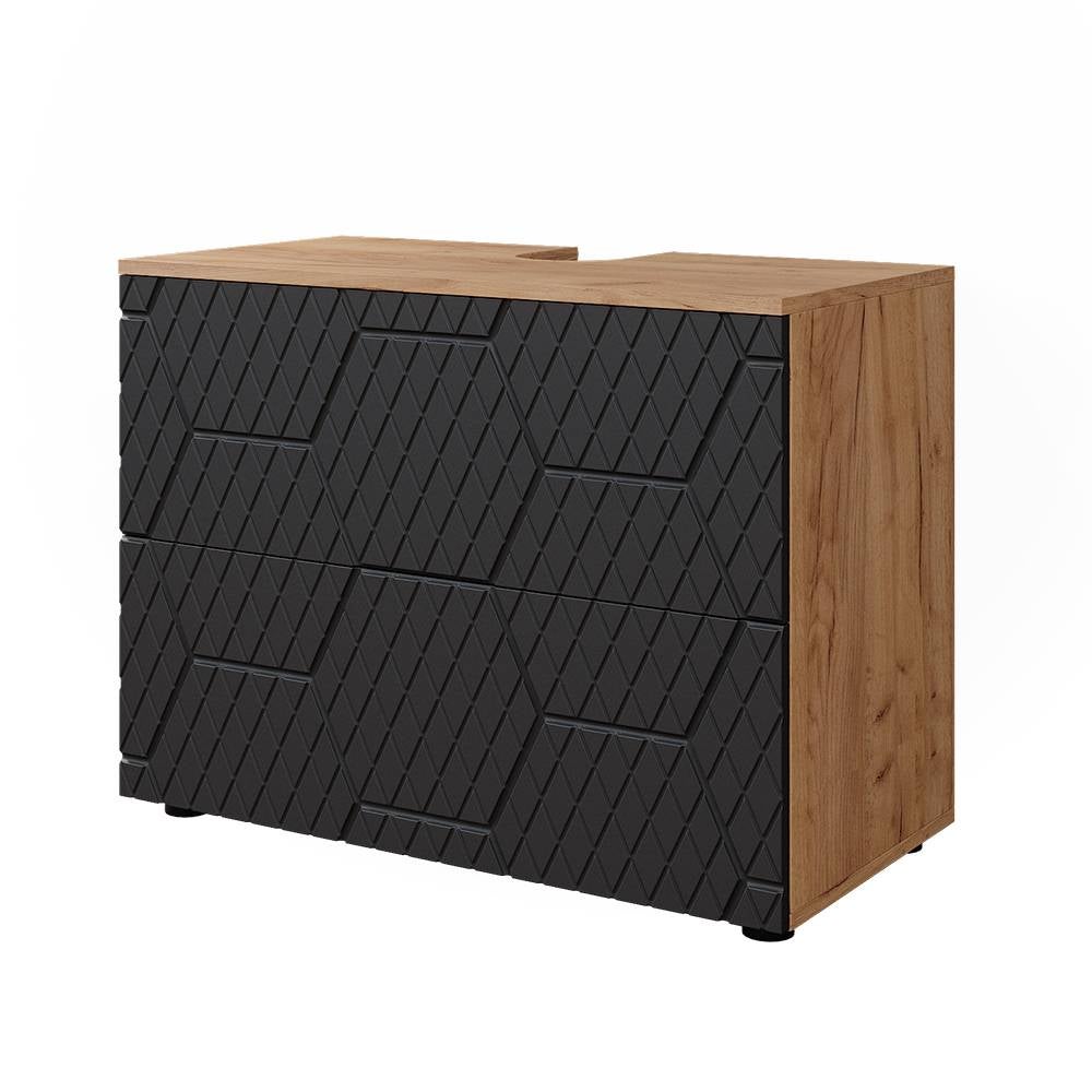 Vicco Szafka pod umywalkę Irma, Antracyt o strukturze plastra miodu, 80 x 58.6 cm z 2 szufladami