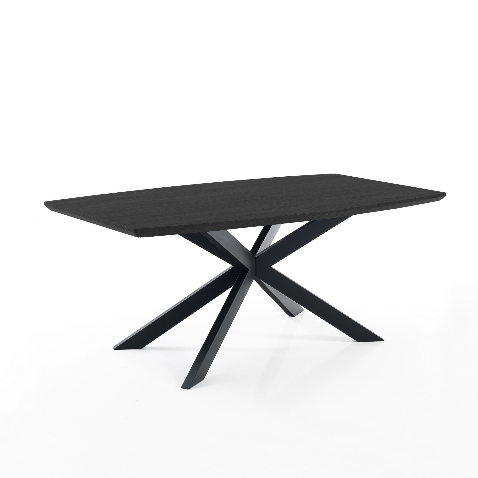 Stół rozkładany HICS BLACK - matowy czarny blat z płyty MDF z melaminy, nogi metalowe w kolorze czarnym, 160-210 cm