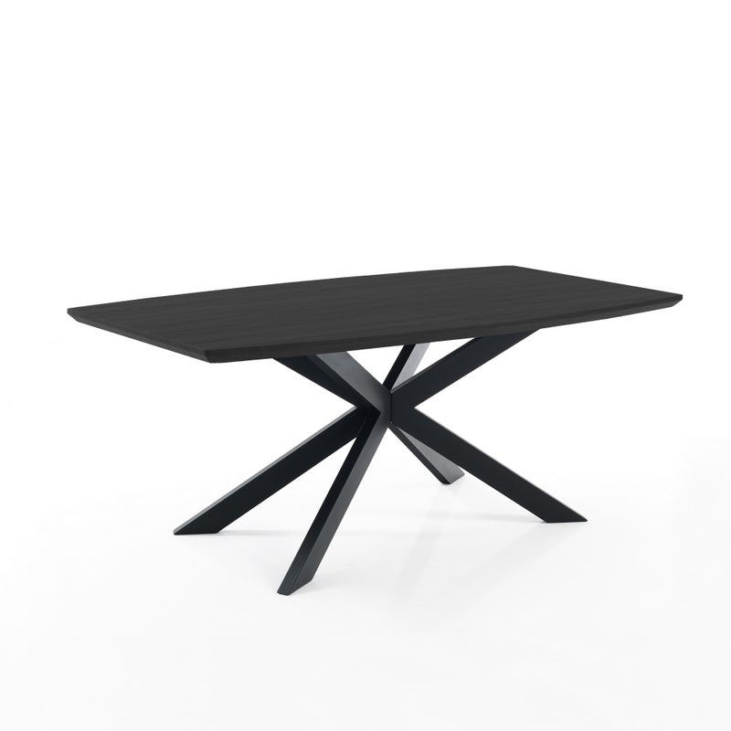 Stół rozkładany HICS BLACK - matowy czarny blat z płyty MDF z melaminy, nogi metalowe w kolorze czarnym, 160-210 cm