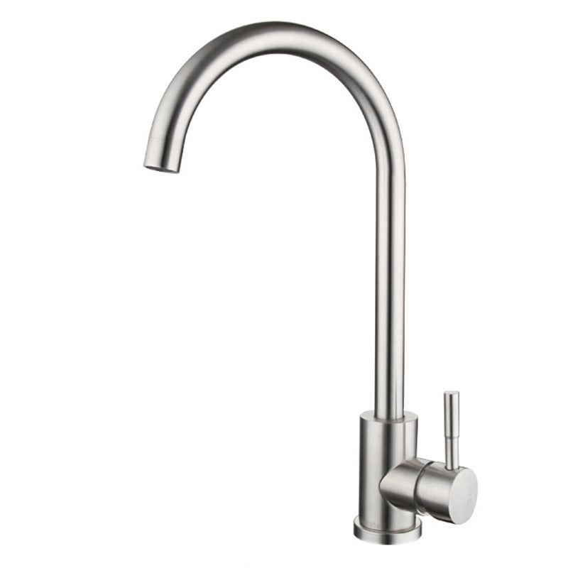 Jednouchwytowa bateria kuchenna ze stali nierdzewnej z ciepłą i zimną wodą, obrotowa o 360° i wysoka wylewka.