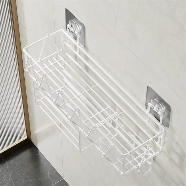 Półka prysznicowa 41×25×12 cm, bez wiercenia, do zawieszenia, organizer łazienkowy – biała