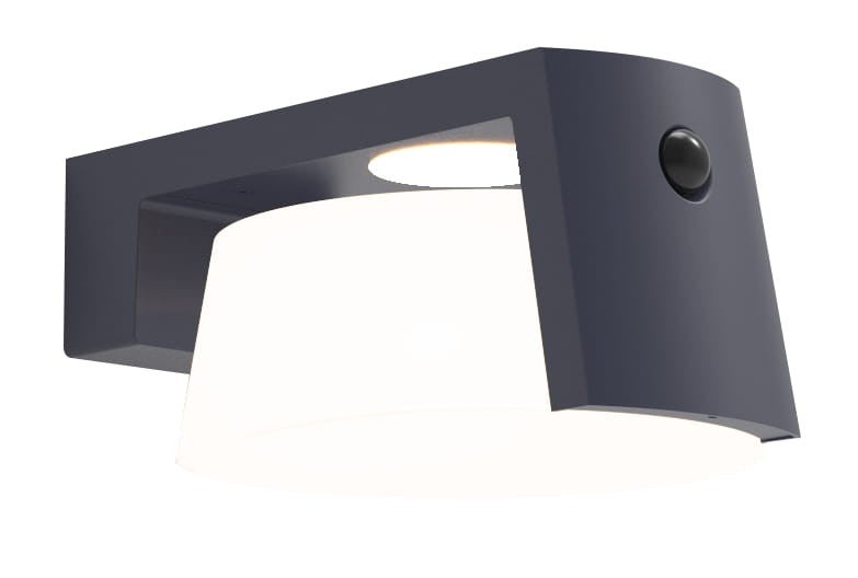 Kinkiet solarny z czujnikiem ruchu MOON LED 9.5W Neutralna biel 1000lm szary wym:9,6x21,7x21,7cm IP44 Lutec