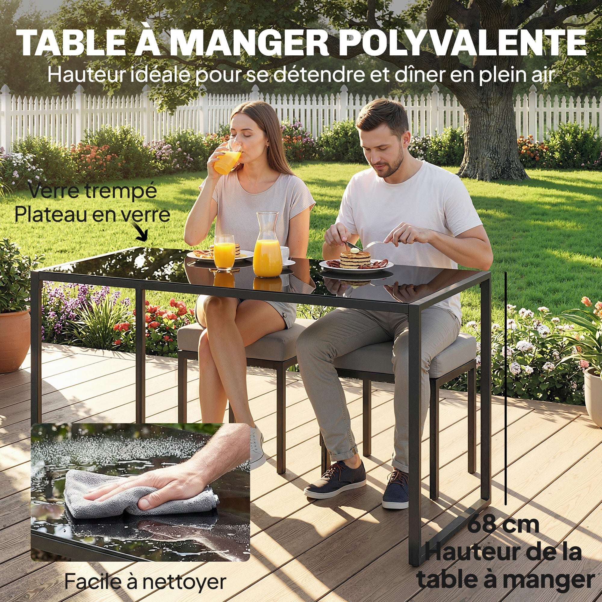 Salon de jardin 7 places acier galvanisé Outsunny - 6