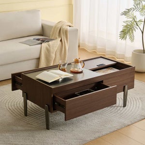 Tavolino da salotto 78 cm, rettangolare, con 4 cassetti nascosti, stile