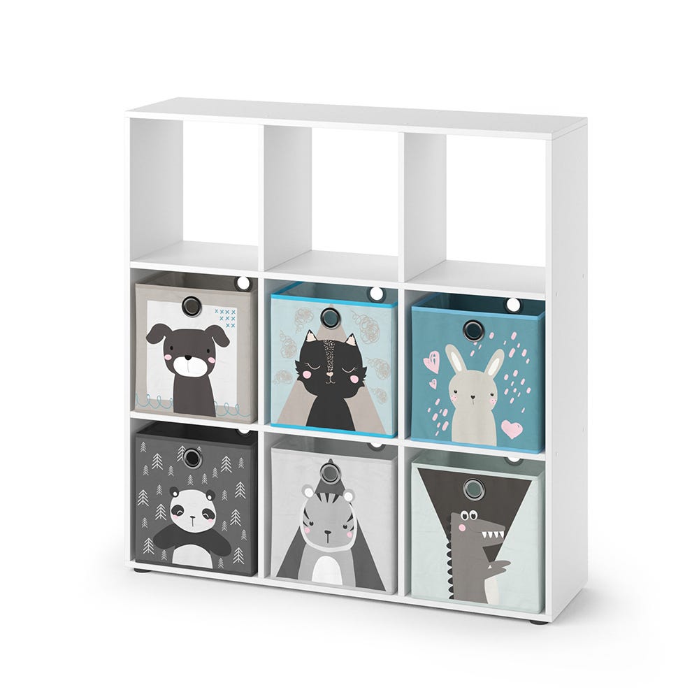 Vicco Bibliothèque Blanc/Anthracite 72 X 90.2 Cm Avec 4 Boîtes Pliantes - Meuble Rangement Moderne