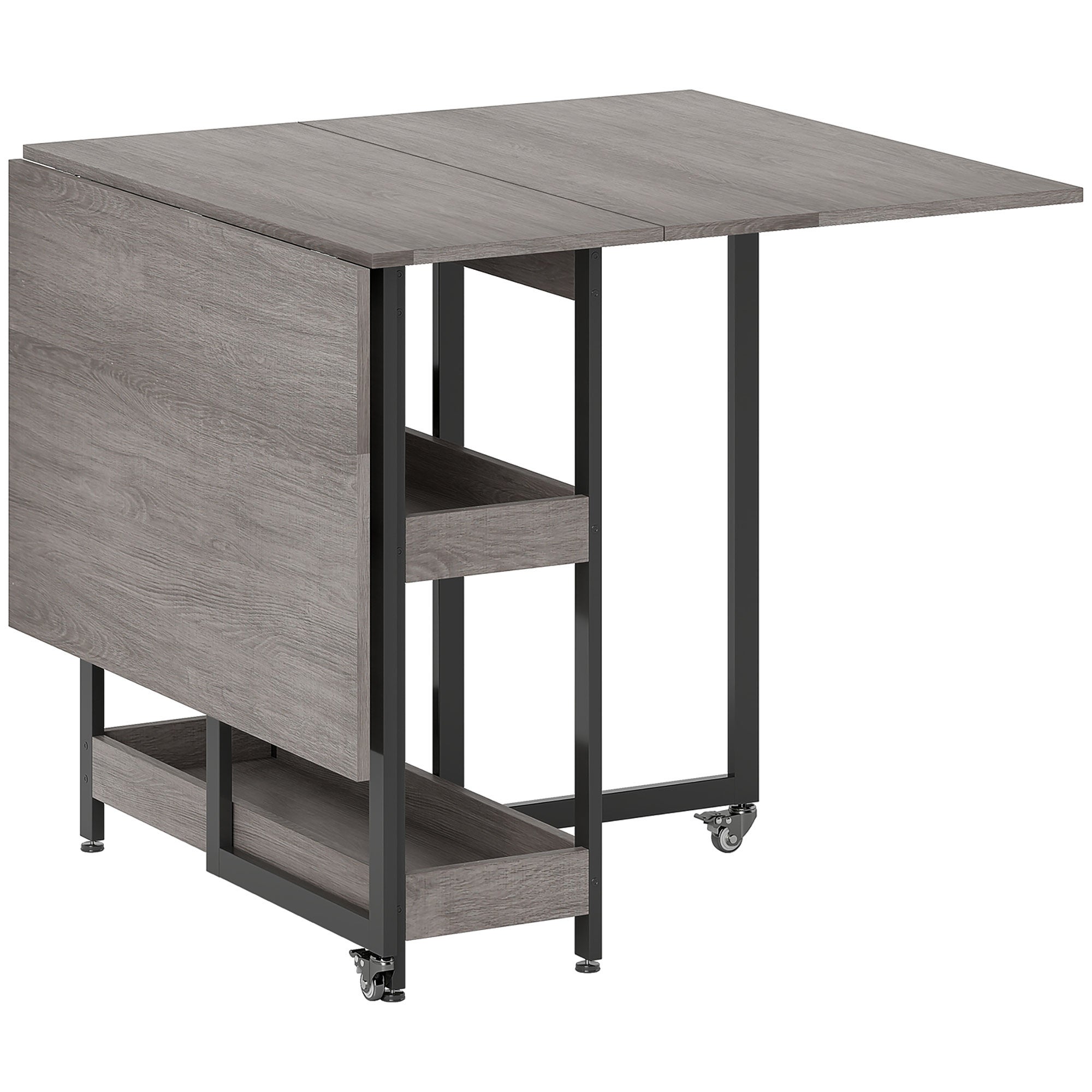 Mesa de comedor plegable con 2 alas y ruedas, mesa de cocina ahorro de espacio, carga 50kg, versátil y chic