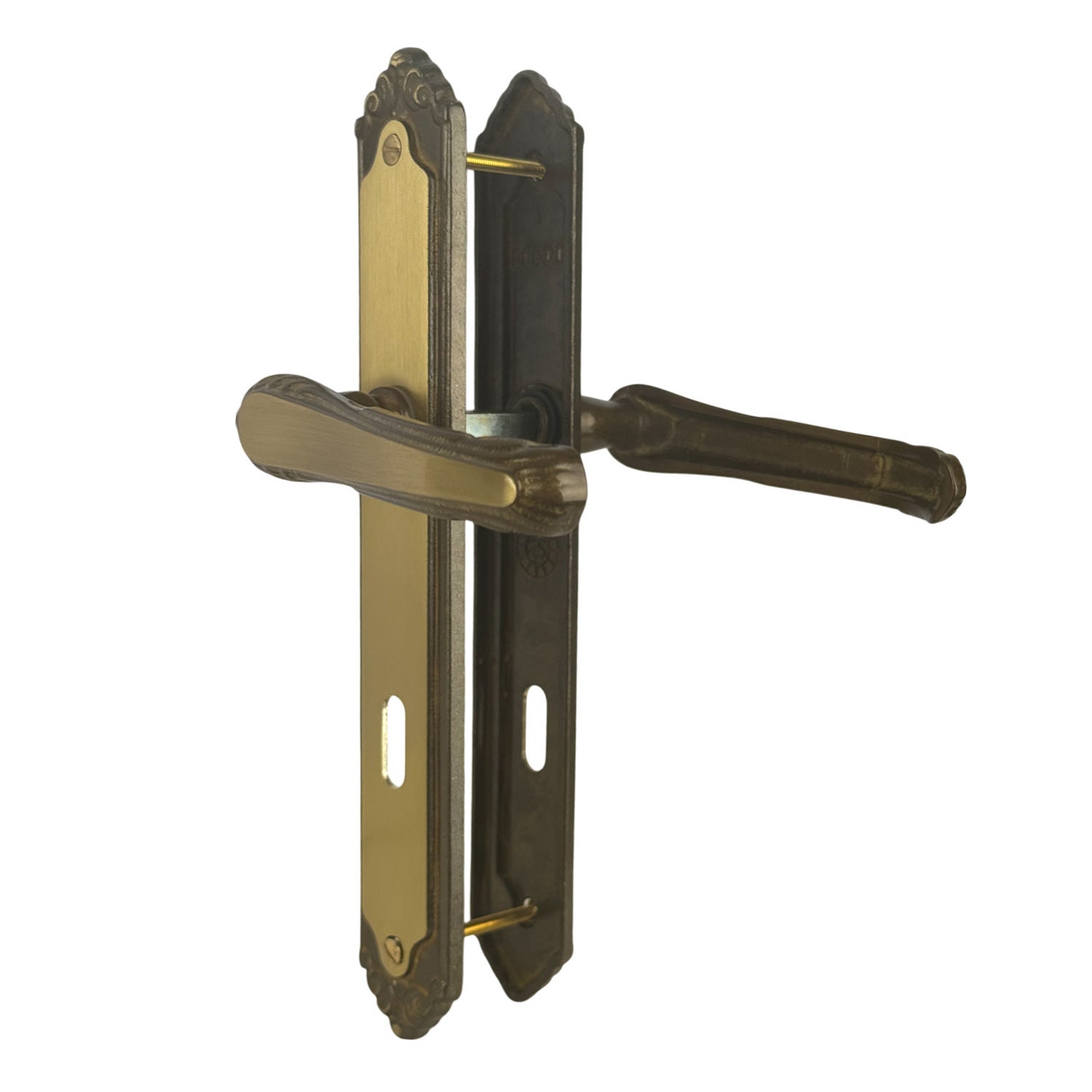 2 poignées de porte ISABELLA entrée de clé, Laiton patiné entraxe 195 mm, chambre - 4