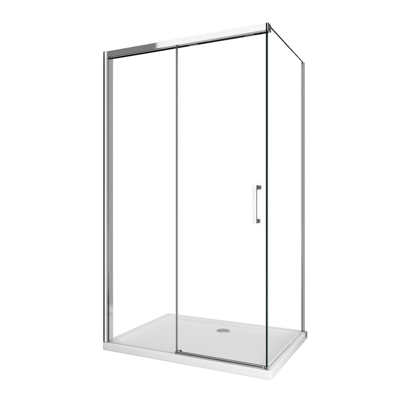 Kabina prysznicowa z 1 ścianką stałą + drzwiami z systemem soft-close, szkło 8 mm, chrom, wys. 200 cm, Cm 120(118-120)x160(157-160)