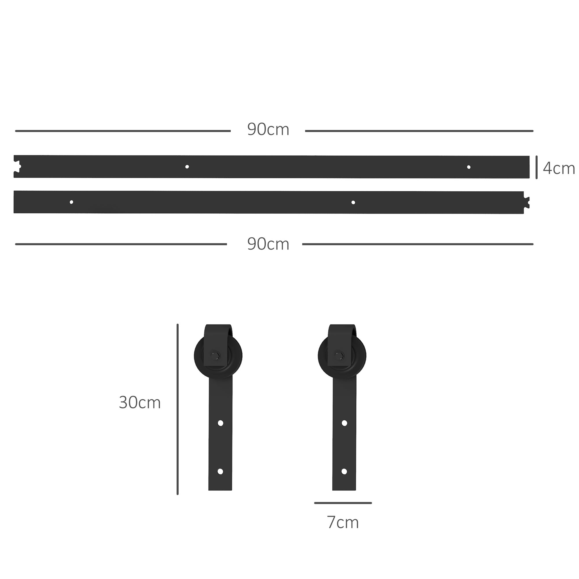 Kit de porte coulissante,silencieux et à fonctionnement fluide,pour murs en bois et ciment,183cm,acier,noir - 4