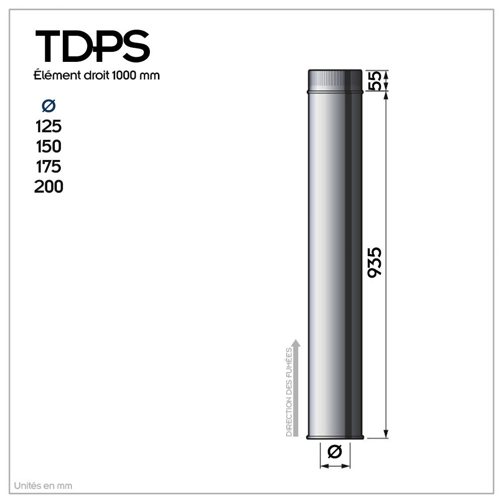 Lot de 5 TDPS1000 Conduit double paroi isolé pour poêle à bois longueur 100 cm Ø150 - 3