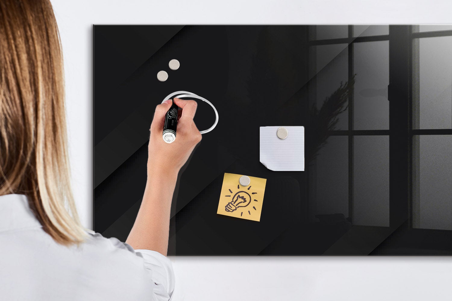 Tableau magnétique mural, Tulup - 120x60 cm - Mur foncé avec motif, 5 aimants, une éponge, un marqueur blanc - 7